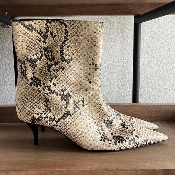 SCHUTZ Frances snake-embossed pointy toe leather boots NEW 11 - Picture 1 of 7